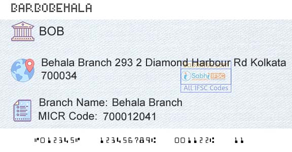 Bank Of Baroda Behala BranchBranch 