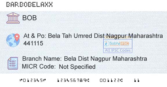Bank Of Baroda Bela Dist Nagpur MaharashtraBranch 