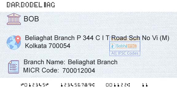 Bank Of Baroda Beliaghat BranchBranch 