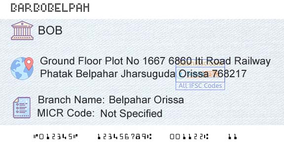 Bank Of Baroda Belpahar OrissaBranch 
