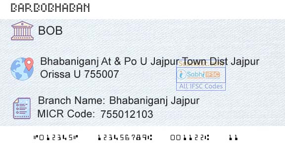 Bank Of Baroda Bhabaniganj JajpurBranch 
