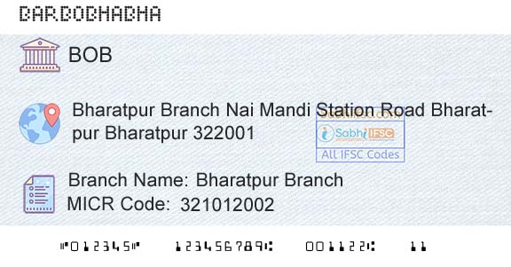 Bank Of Baroda Bharatpur BranchBranch 