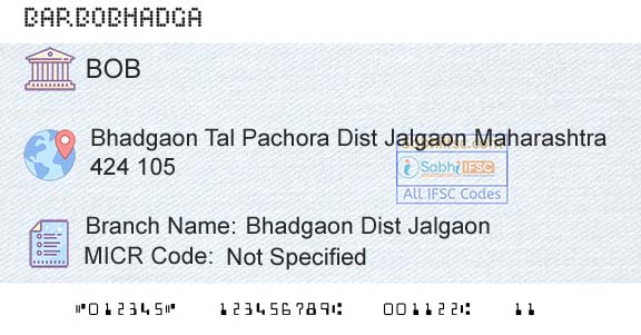 Bank Of Baroda Bhadgaon Dist JalgaonBranch 