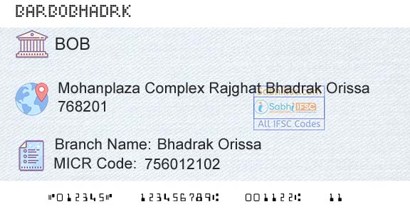 Bank Of Baroda Bhadrak OrissaBranch 