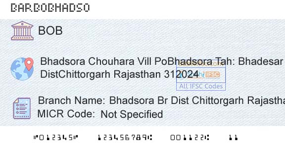 Bank Of Baroda Bhadsora Br Dist Chittorgarh RajasthanBranch 