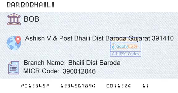 Bank Of Baroda Bhaili Dist BarodaBranch 
