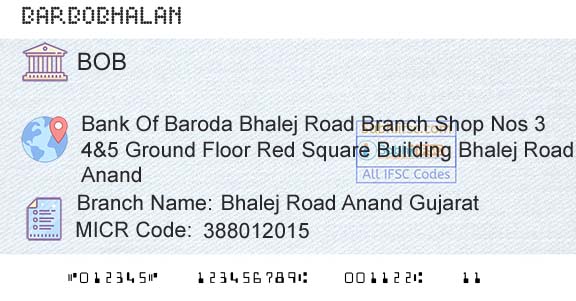 Bank Of Baroda Bhalej Road Anand GujaratBranch 