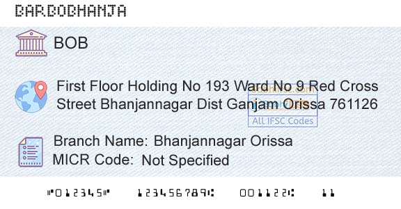 Bank Of Baroda Bhanjannagar OrissaBranch 