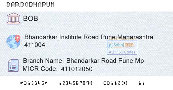Bank Of Baroda Bhandarkar Road Pune MpBranch 