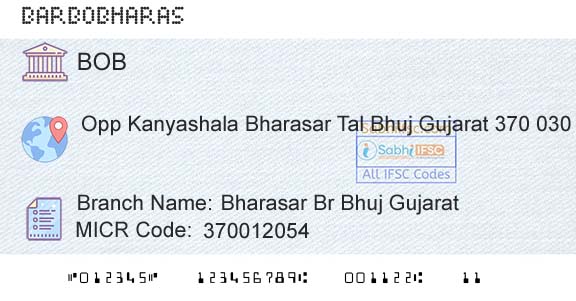 Bank Of Baroda Bharasar Br Bhuj GujaratBranch 