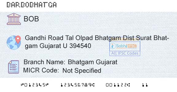 Bank Of Baroda Bhatgam GujaratBranch 