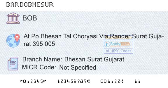 Bank Of Baroda Bhesan Surat GujaratBranch 