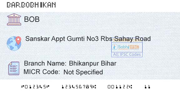 Bank Of Baroda Bhikanpur BiharBranch 