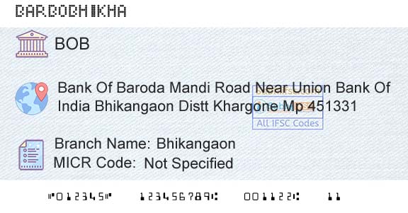 Bank Of Baroda BhikangaonBranch 