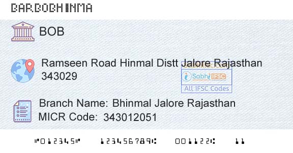 Bank Of Baroda Bhinmal Jalore RajasthanBranch 