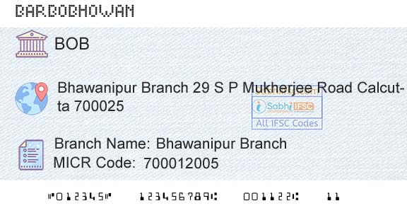 Bank Of Baroda Bhawanipur BranchBranch 