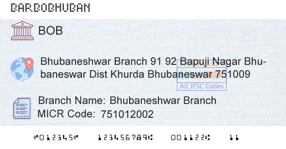 Bank Of Baroda Bhubaneshwar BranchBranch 