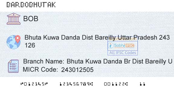 Bank Of Baroda Bhuta Kuwa Danda Br Dist Bareilly U P Branch 
