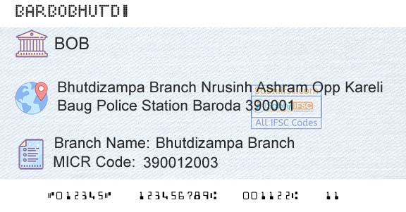 Bank Of Baroda Bhutdizampa BranchBranch 