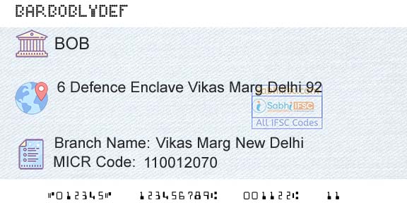 Bank Of Baroda Vikas Marg New DelhiBranch 