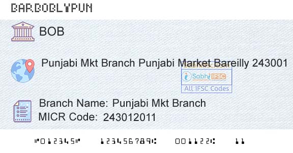 Bank Of Baroda Punjabi Mkt BranchBranch 