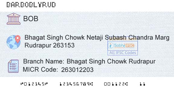 Bank Of Baroda Bhagat Singh Chowk RudrapurBranch 