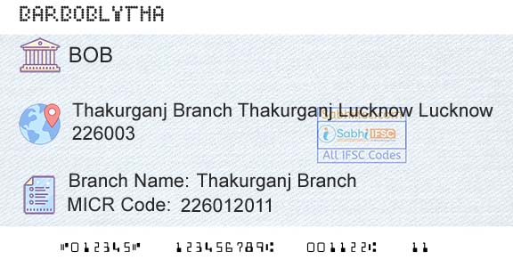 Bank Of Baroda Thakurganj BranchBranch 