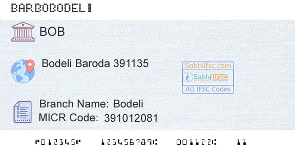 Bank Of Baroda BodeliBranch 