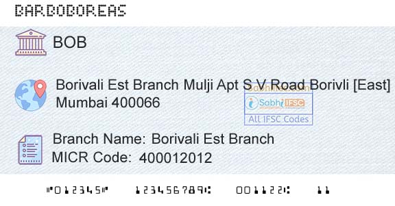 Bank Of Baroda Borivali Est BranchBranch 