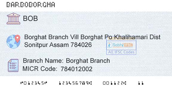 Bank Of Baroda Borghat BranchBranch 