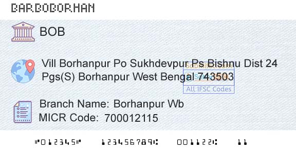 Bank Of Baroda Borhanpur WbBranch 