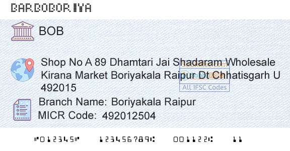 Bank Of Baroda Boriyakala RaipurBranch 