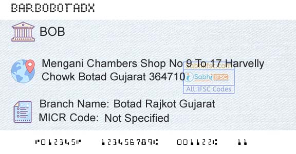 Bank Of Baroda Botad Rajkot GujaratBranch 