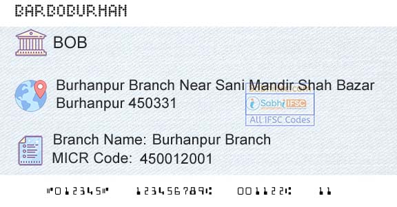 Bank Of Baroda Burhanpur BranchBranch 