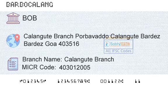 Bank Of Baroda Calangute BranchBranch 