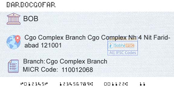 Bank Of Baroda Cgo Complex BranchBranch 