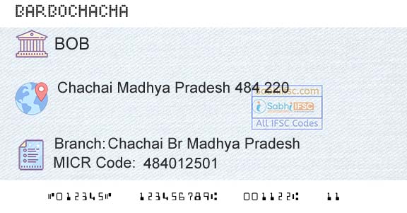 Bank Of Baroda Chachai Br Madhya PradeshBranch 