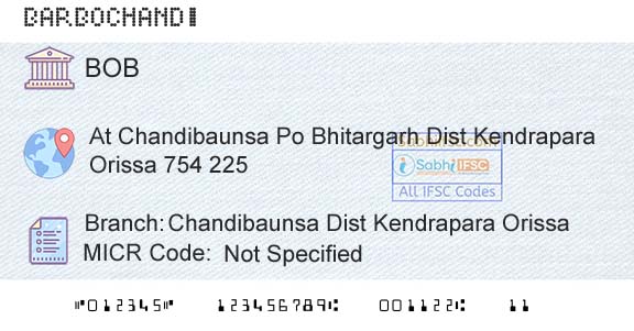 Bank Of Baroda Chandibaunsa Dist Kendrapara OrissaBranch 