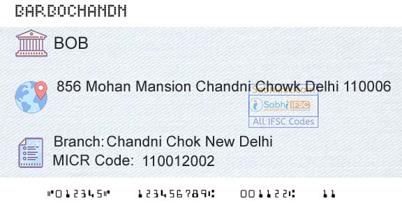 Bank Of Baroda Chandni Chok New DelhiBranch 