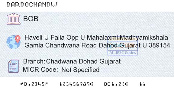 Bank Of Baroda Chadwana Dohad GujaratBranch 