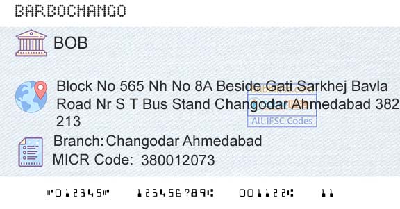 Bank Of Baroda Changodar AhmedabadBranch 