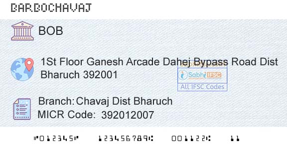Bank Of Baroda Chavaj Dist BharuchBranch 