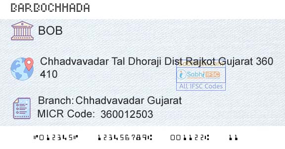 Bank Of Baroda Chhadvavadar GujaratBranch 