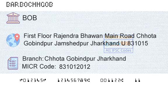 Bank Of Baroda Chhota Gobindpur JharkhandBranch 