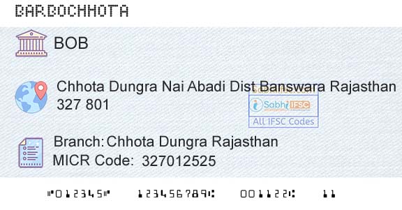 Bank Of Baroda Chhota Dungra RajasthanBranch 