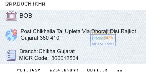 Bank Of Baroda Chikha GujaratBranch 
