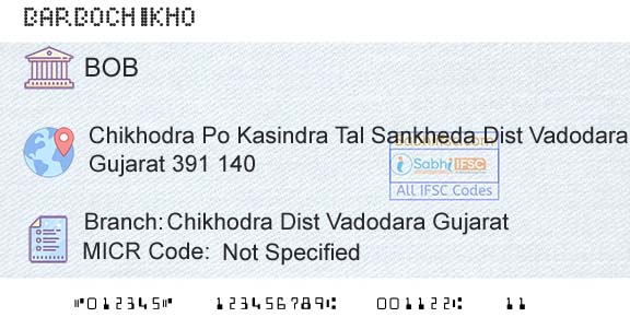 Bank Of Baroda Chikhodra Dist Vadodara GujaratBranch 