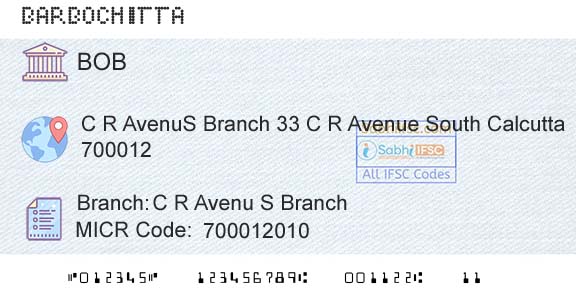 Bank Of Baroda C R Avenu S BranchBranch 
