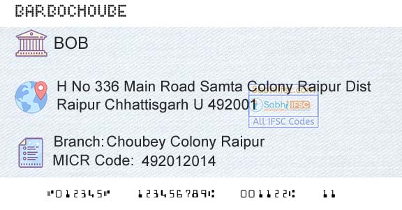 Bank Of Baroda Choubey Colony RaipurBranch 