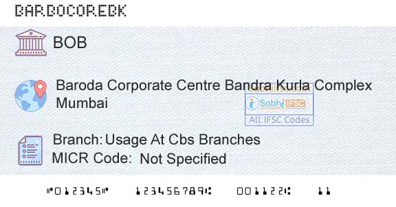 Bank Of Baroda Usage At Cbs BranchesBranch 